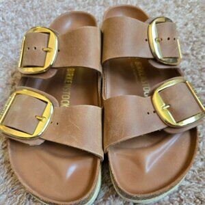 Birkenstock Arizona Big Buckle Sandal Oiled Leather Cognac Women Size 41